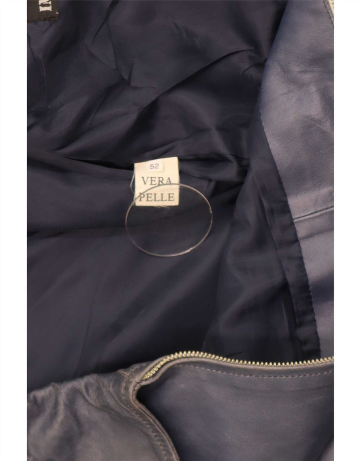 Kiros Chaqueta de cuero para hombre IT 52 XL Azul marino