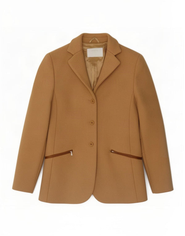 Prada Chaqueta Blazer De 3 Botones Para Mujer IT 38 XS Clásico De Lana Beige