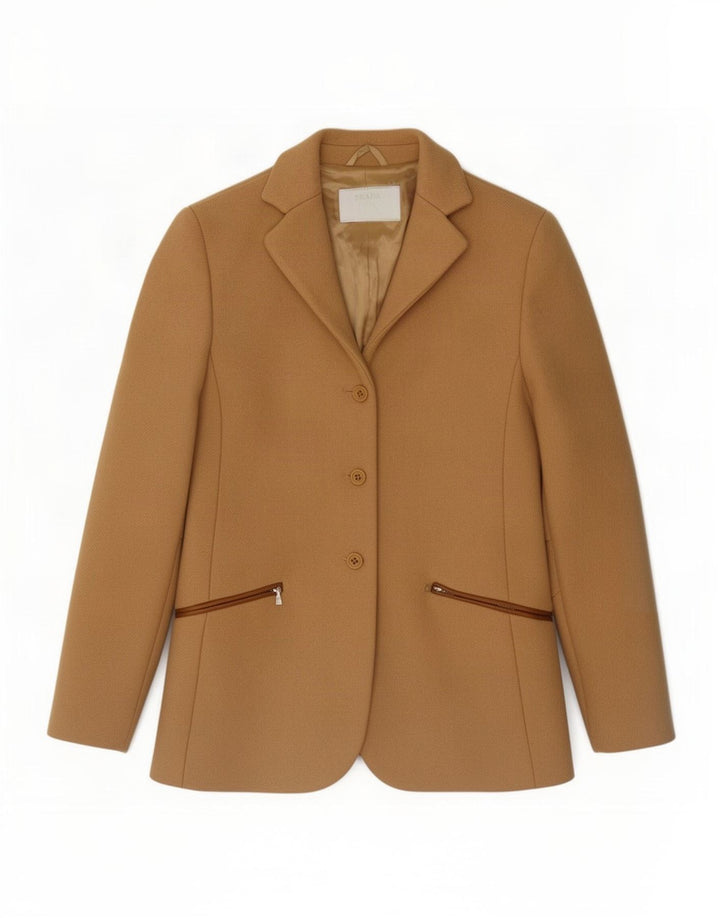 Prada Chaqueta Blazer De 3 Botones Para Mujer IT 38 XS Clásico De Lana Beige