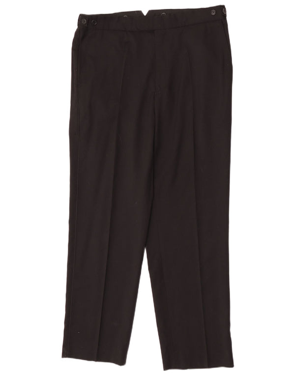 Marks & Spencer Pantalón chino recto para hombre W36 L31 Lana virgen negra