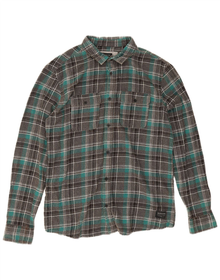 Quiksilver Camisa De Franela Regular Fit De Algodón A Cuadros Gris Grande Para Hombre