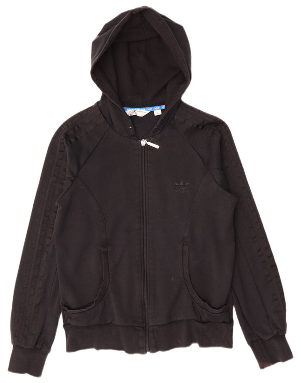 Adidas Sudadera con capucha y cremallera gráfica para mujer IT 42 Algodón negro mediano