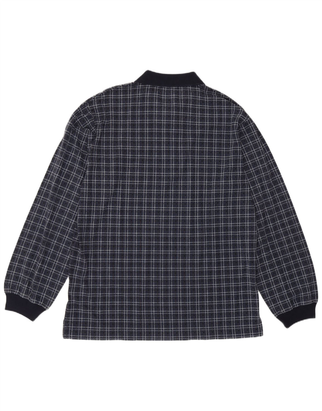 Nautica Polo de manga larga para hombre de algodón a cuadros azul marino mediano