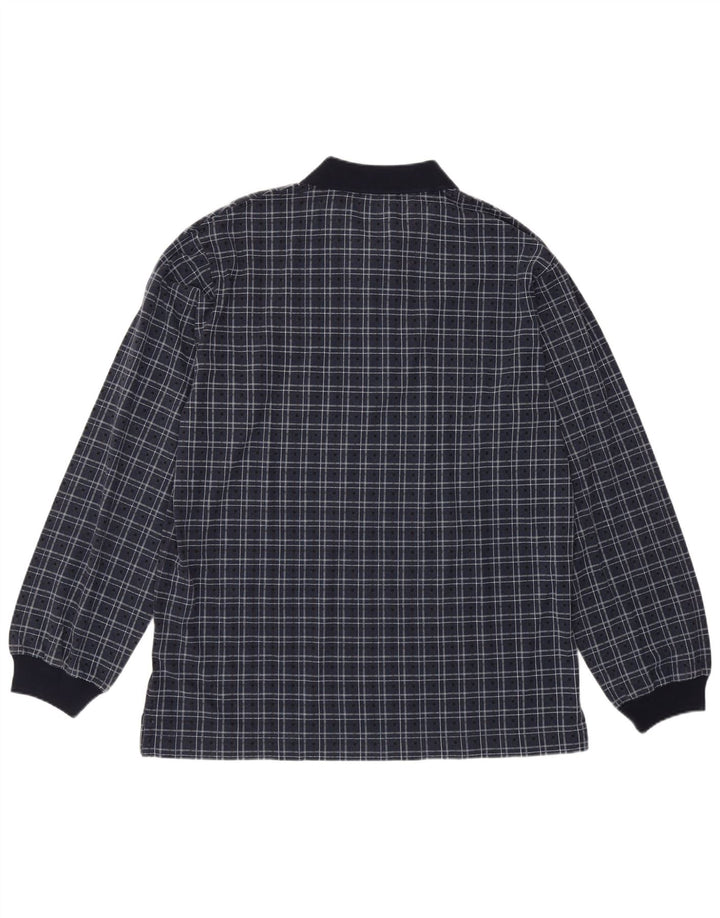 Nautica Polo de manga larga para hombre de algodón a cuadros azul marino mediano