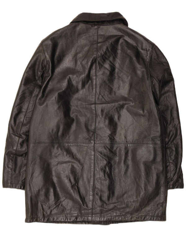 Dibi Abrigo de cuero para hombre IT 50 Cuero negro grande