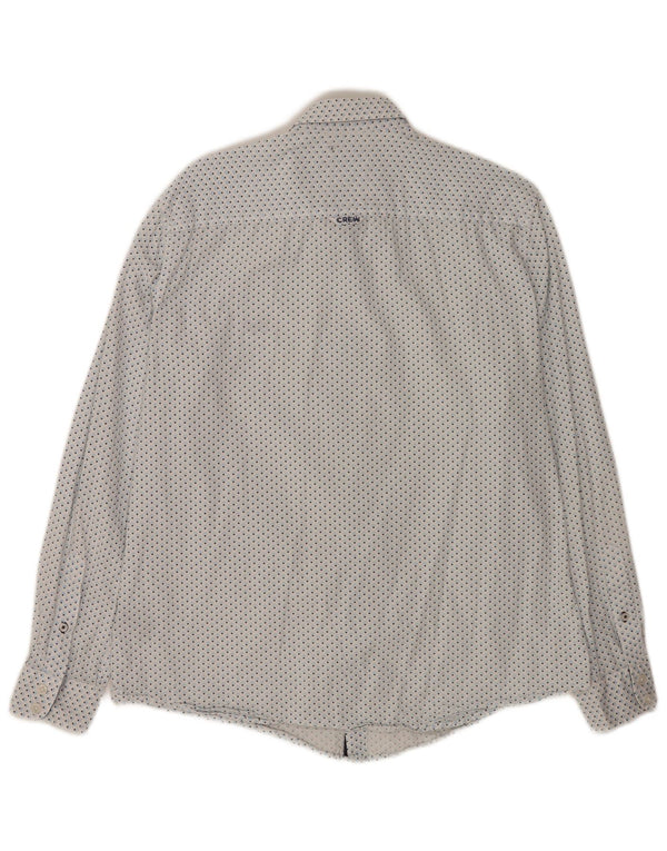 Crew Clothing Camisa ajustada para hombre Algodón geométrico blanco grande