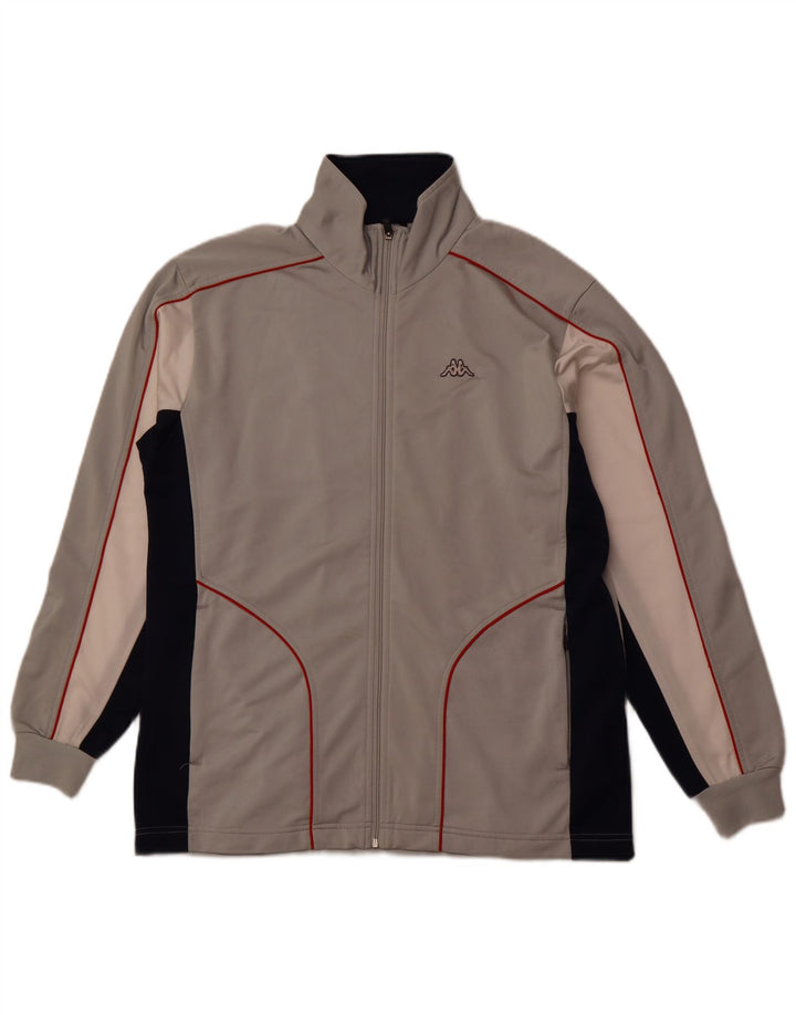 KAPPA Hombre Chándal Top Chaqueta Grande Gris Colorblock Poliéster