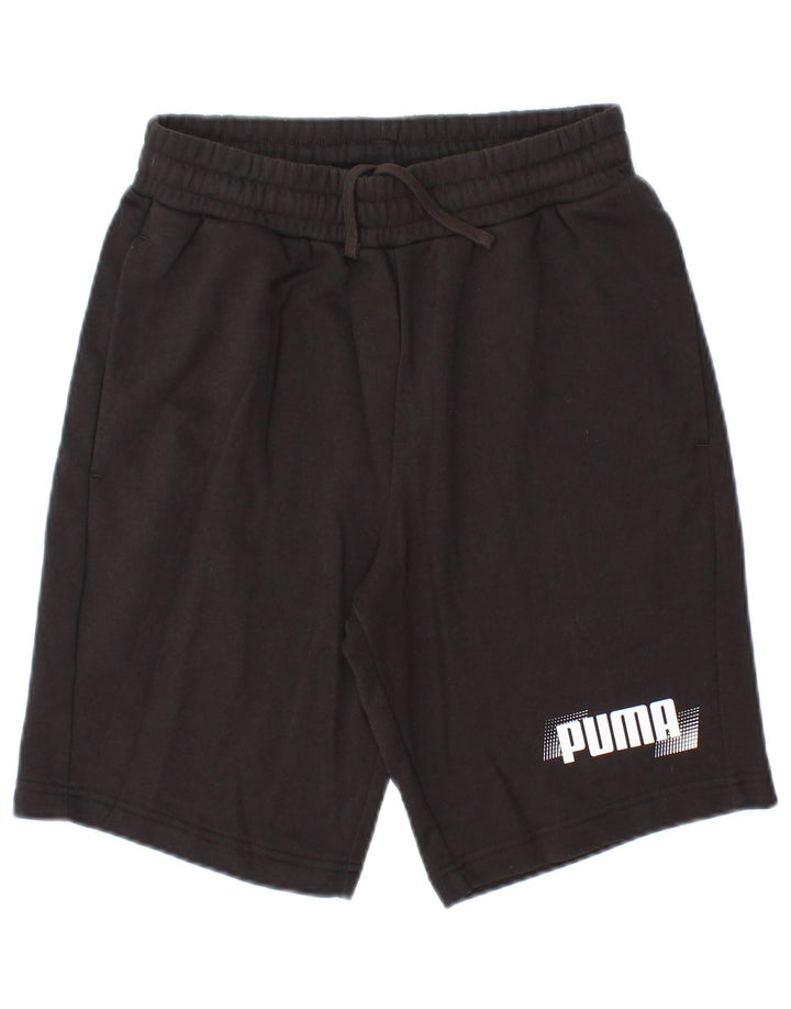 Puma Pantalones cortos deportivos gráficos para hombre pequeños de algodón negro
