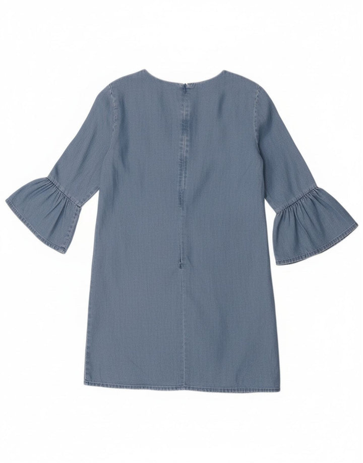 Zara Vestido recto de manga 3/4 para mujer UK 10 Small Blue Lyocell