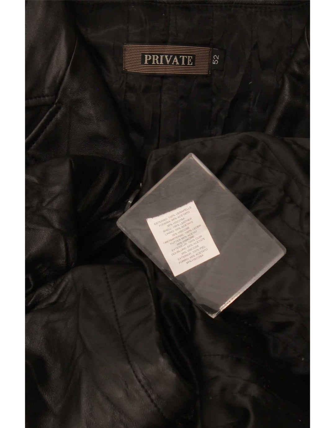 Abrigo de cuero para hombre Private IT 52 XL Negro