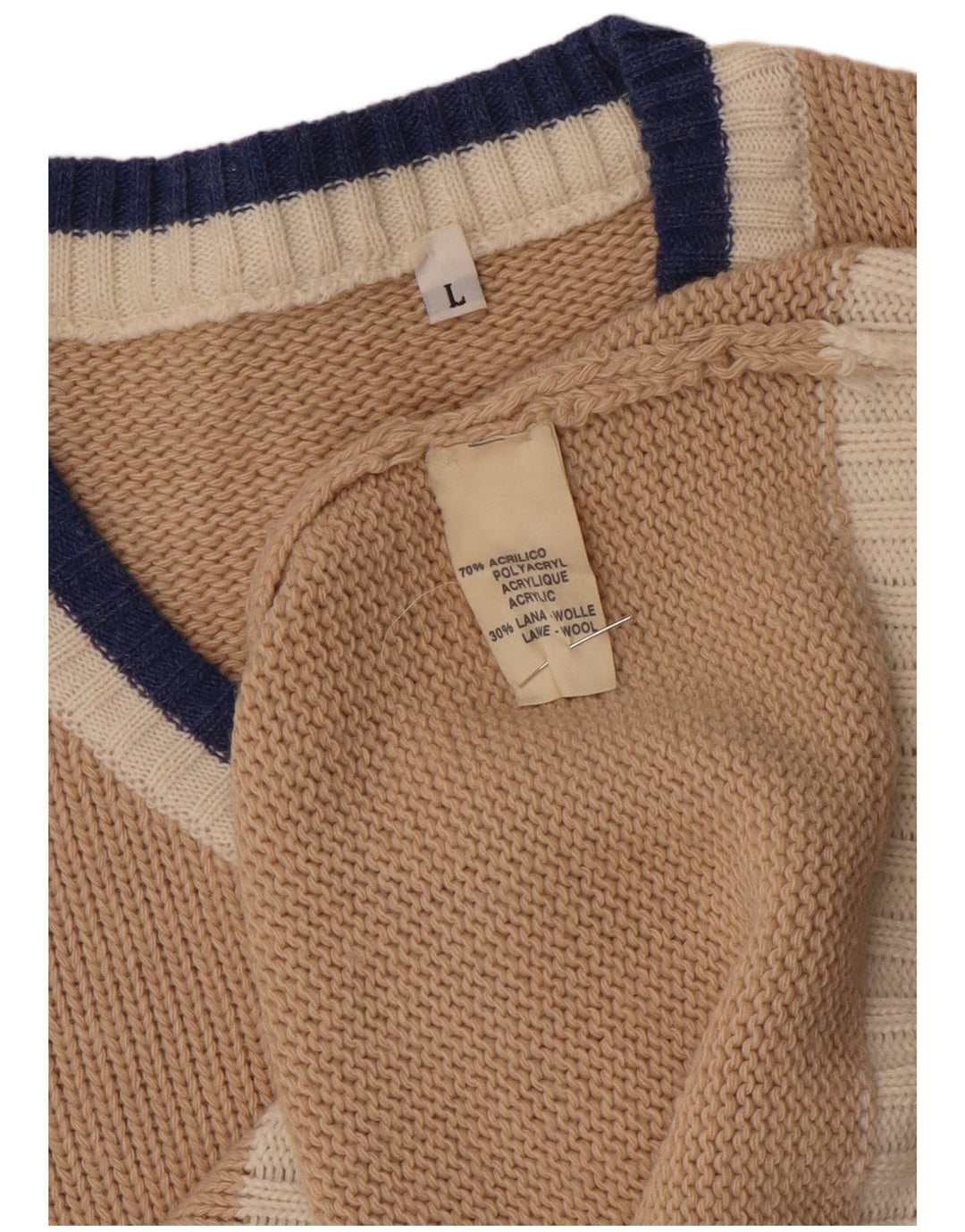 Vintage hombres gráfico chaleco tanque top grande beige acrílico