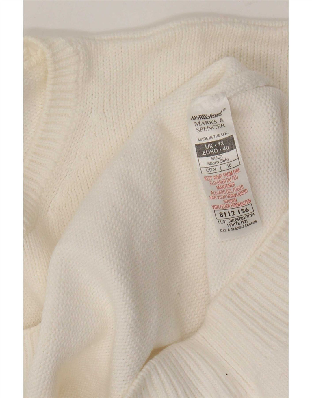 Marks & Spencer - Jersey de cuello redondo para mujer, talla 40, talla mediana, color blanco