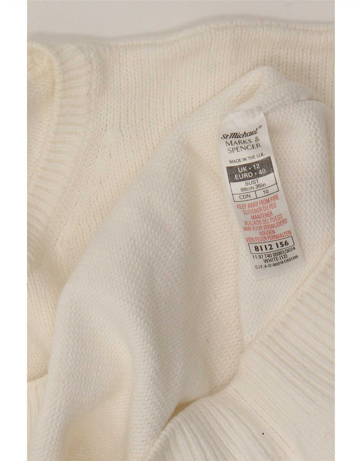 Marks & Spencer - Jersey de cuello redondo para mujer, talla 40, talla mediana, color blanco