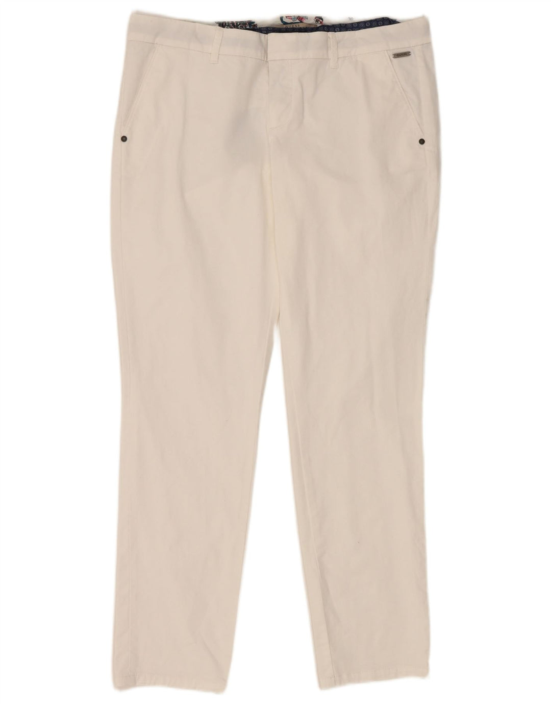 Guess Mujer Berta Slim Fit Chino Pantalones W34 L29 Blanco