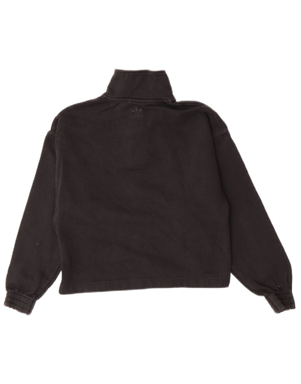Adidas Mujer Crop Sudadera Jumper UK 10 Small Black Colourblock