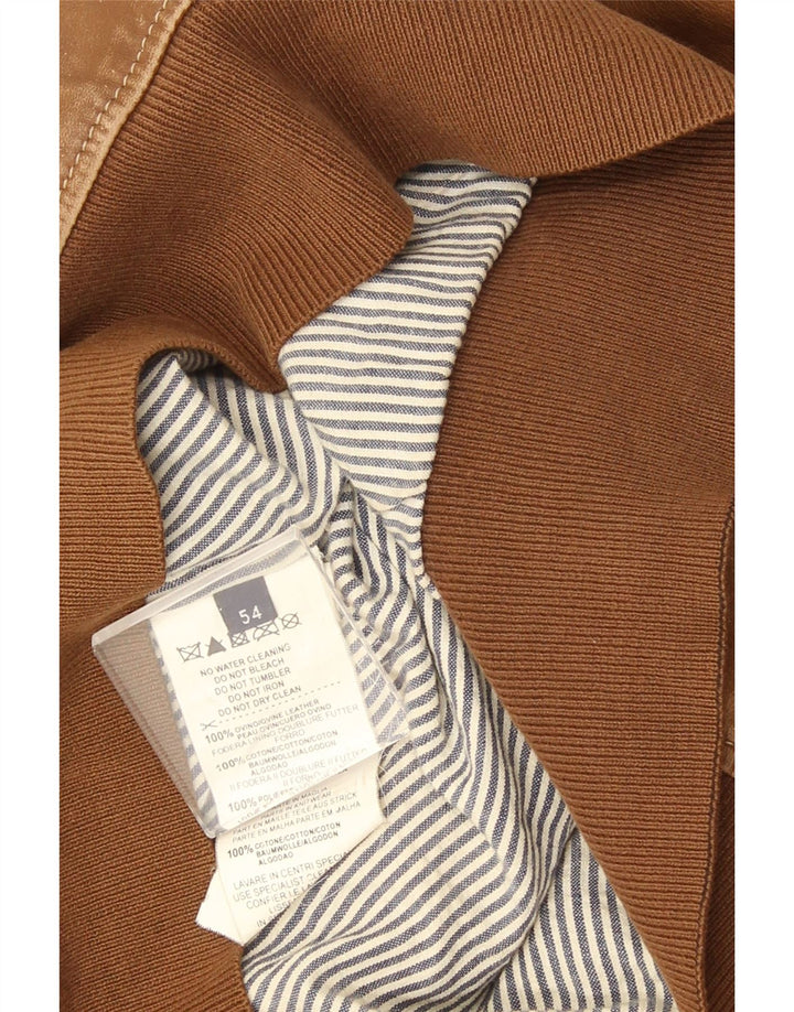 Trussardi Jeans Chaqueta de cuero para hombre ES 38 Cuero marrón medio