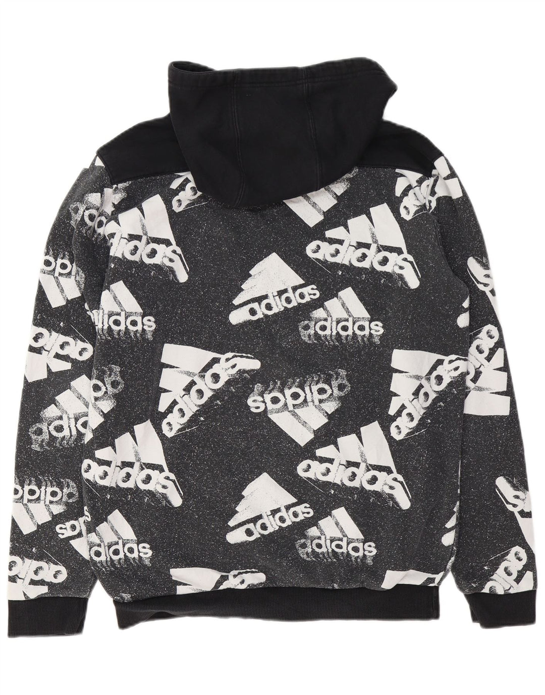 ADIDAS Hombre Graphic Sudadera con capucha Jumper Large Negro Colorblock Algodón