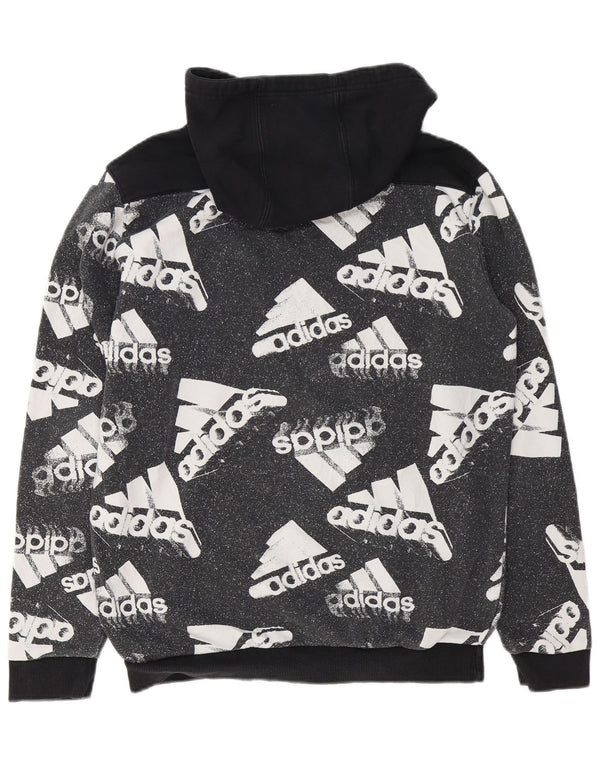 ADIDAS Hombre Graphic Sudadera con capucha Jumper Large Negro Colorblock Algodón