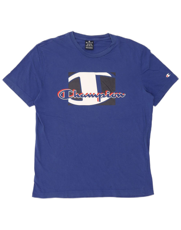 Champion Camiseta Gráfica Para Hombre Top Algodón Azul Medio