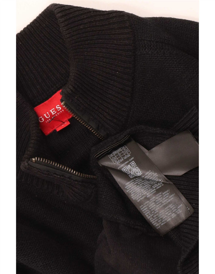 Guess Cárdigan con cremallera completa para hombre UK 40 Medium Black Cotton