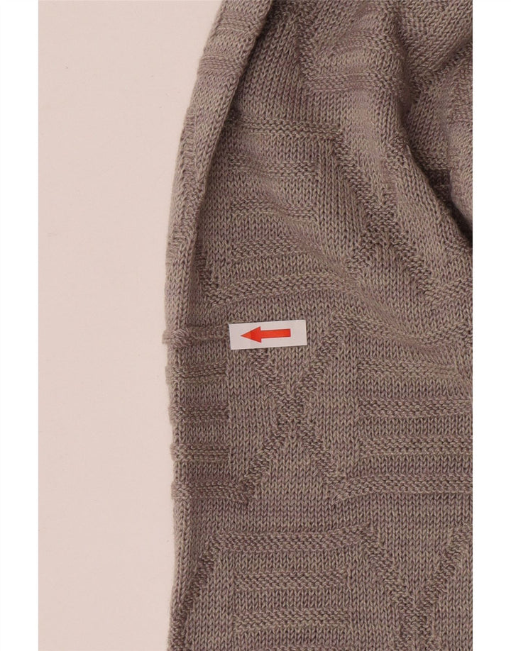 Vintage hombres cuello redondo jersey suéter gris medio