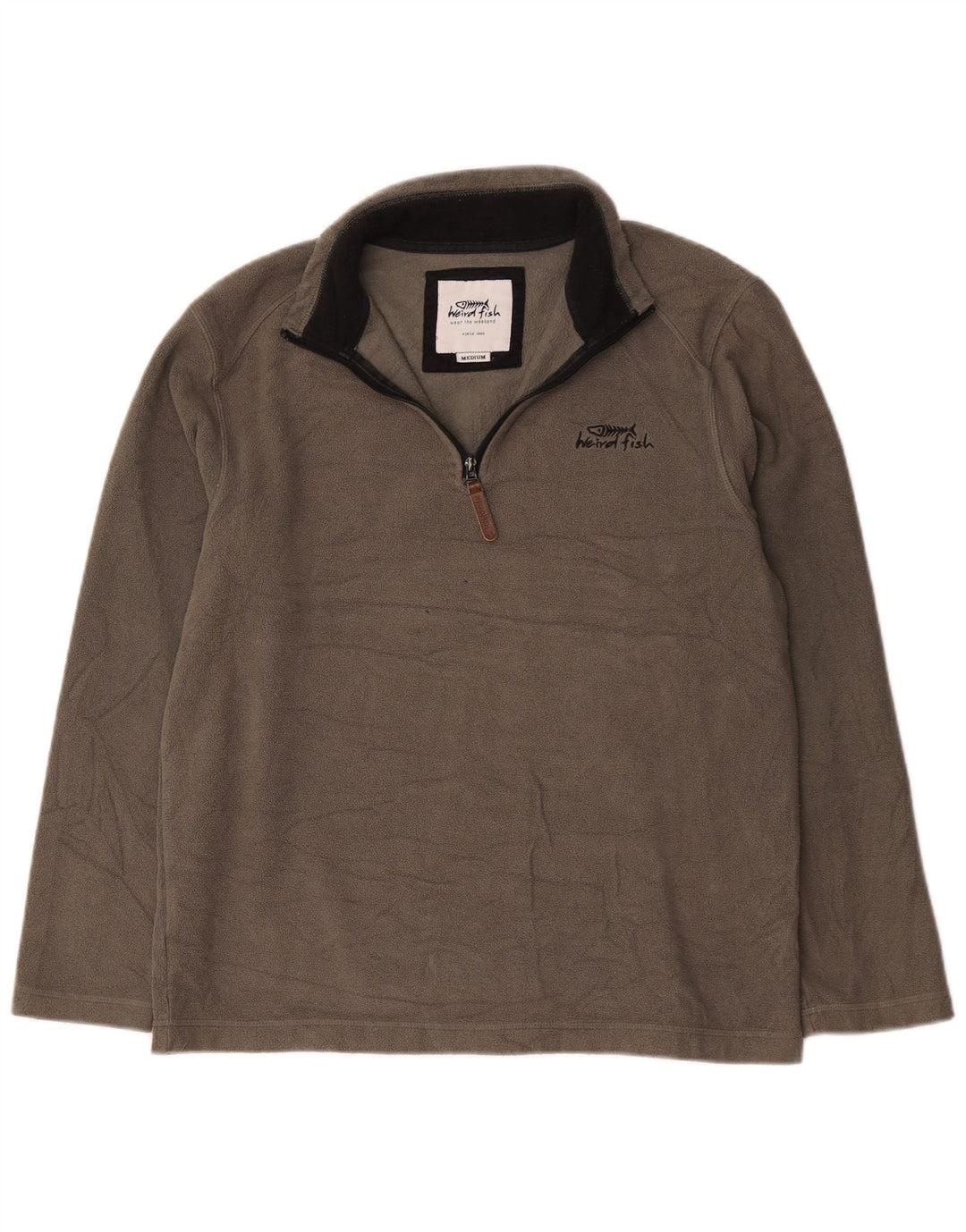 Weird Fish Jersey de forro polar con cuello y cremallera para hombre Poliéster gris medio