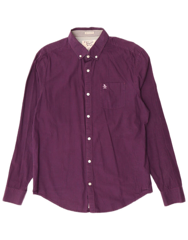 Camisa Heritage Slim Fit de Penguin para hombre de algodón a cuadros morado grande