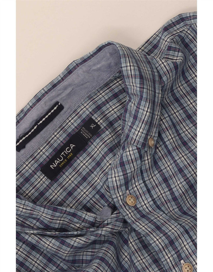 Nautica Camisa Hombre XL Azul Cuadros Algodón