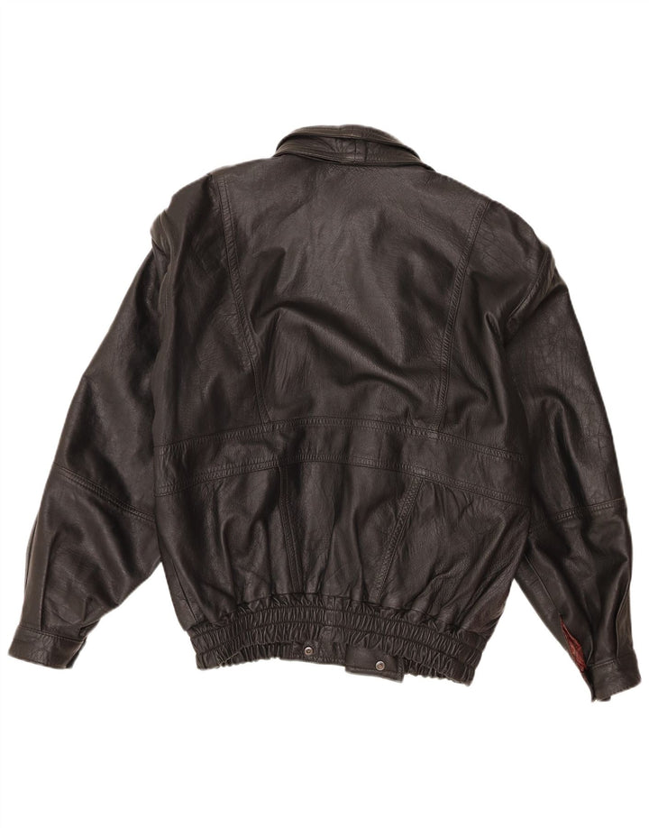 Vintage hombres chaqueta de cuero Reino Unido 36 pequeño negro