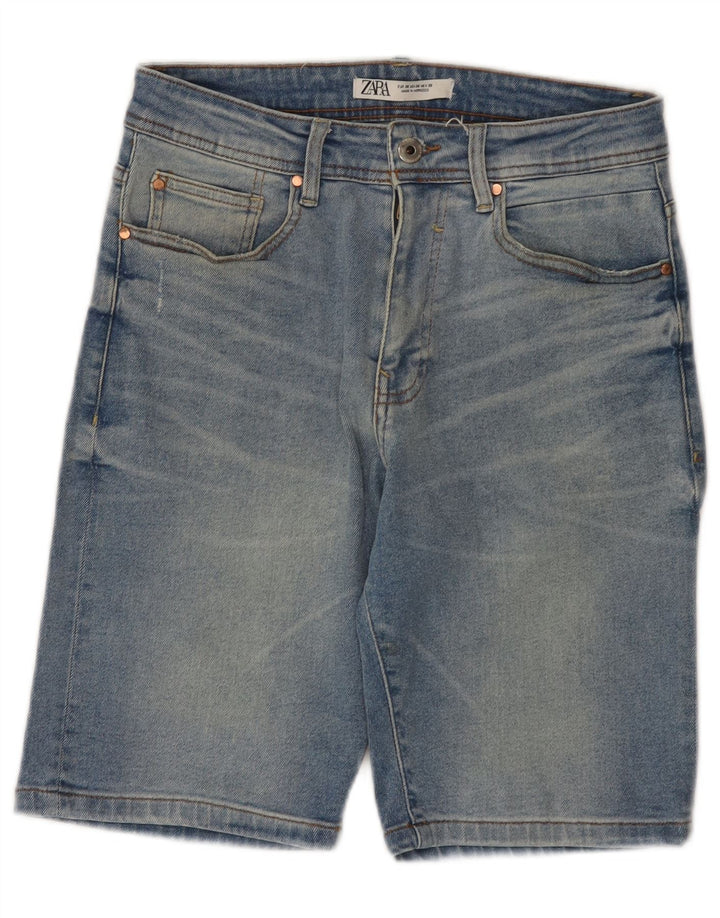 Zara Pantalones cortos de mezclilla para hombre EU 38 Small W30 Algodón azul