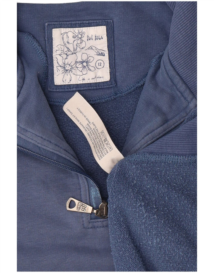 FAT FACE Sudadera con Cuello y Cremallera para Mujer UK 40 Algodón Azul Medio