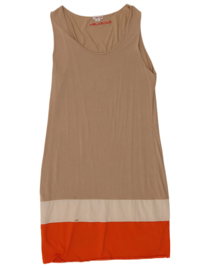 Asociación de Polo de EE. UU. Vestido básico para mujer UK 42 Medio color beige