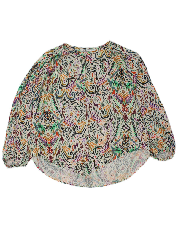 Zara Blusa camisera extragrande de manga 3/4 para mujer UK 6 XS Paisley multicolor