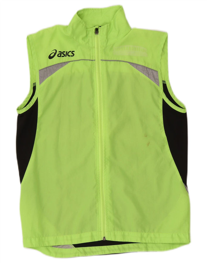 Asics Hombre Sin Mangas Chándal Top Chaqueta Pequeño Verde Colorblock
