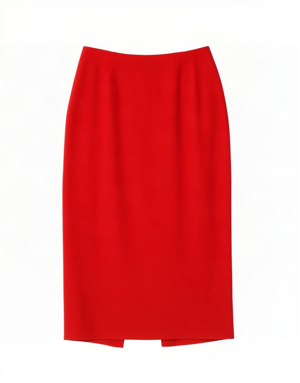 Michel Ambers Falda lápiz de cintura alta para mujer UK 46 Grande W32 Poliéster rojo