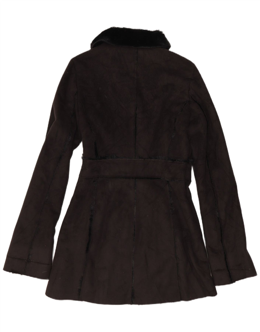 Vintage mujeres Sherpa abrigo Reino Unido 12 medio negro