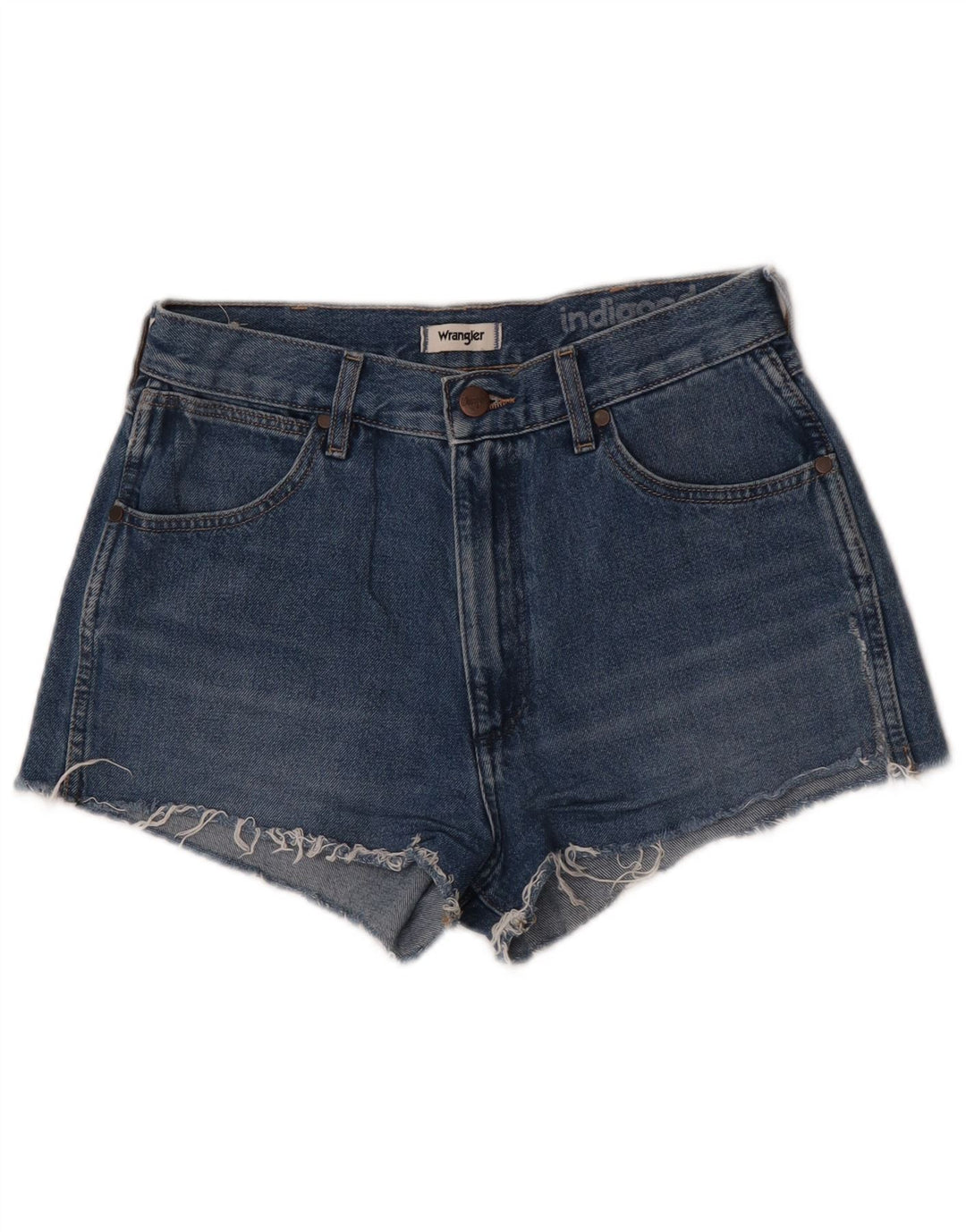 Wrangler Mujer Indigo Denim Shorts W27 Pequeño Algodón Azul
