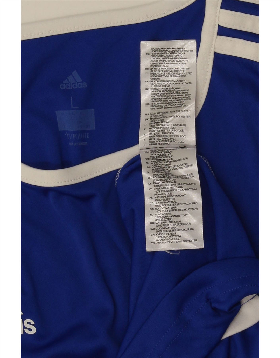 Adidas Hombre Climalite Camiseta Top Grande Azul Colorblock Poliéster