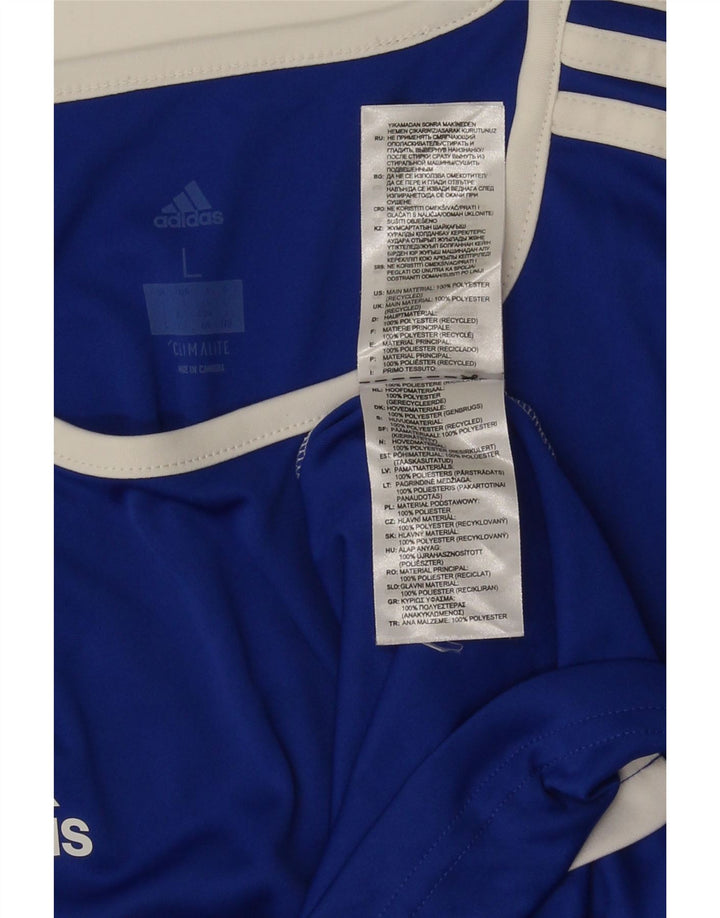 Adidas Hombre Climalite Camiseta Top Grande Azul Colorblock Poliéster