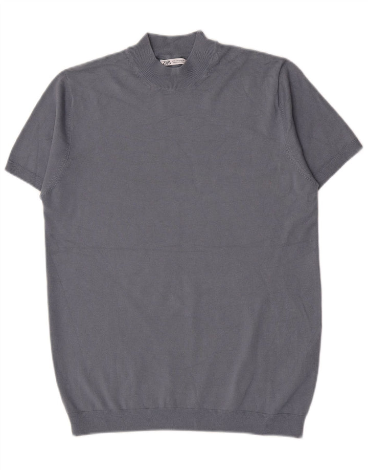 Zara Hombre Camiseta Top Viscosa Azul Medio