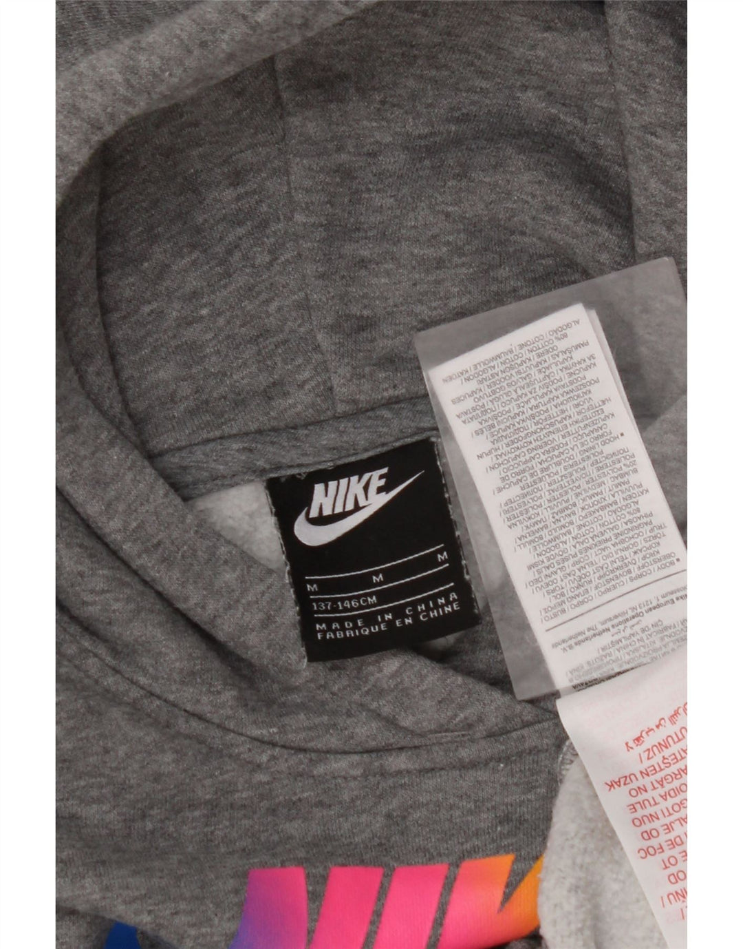 NIKE Jersey con capucha y gráfico corto para niñas 10-11 años Gris medio moteado