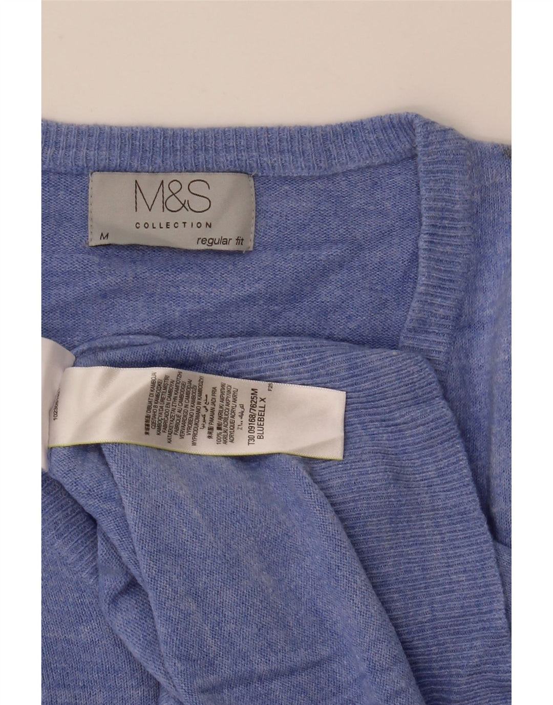 Marks & Spencer Jersey Regular Fit con Cuello en V para Hombre Acrílico Azul Medio
