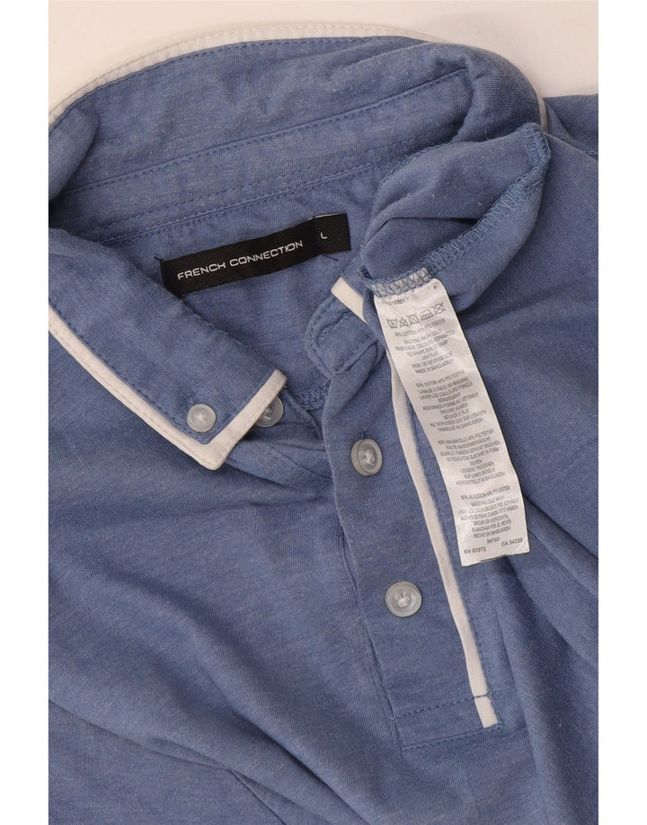 French Connection Polo para hombre de algodón azul grande