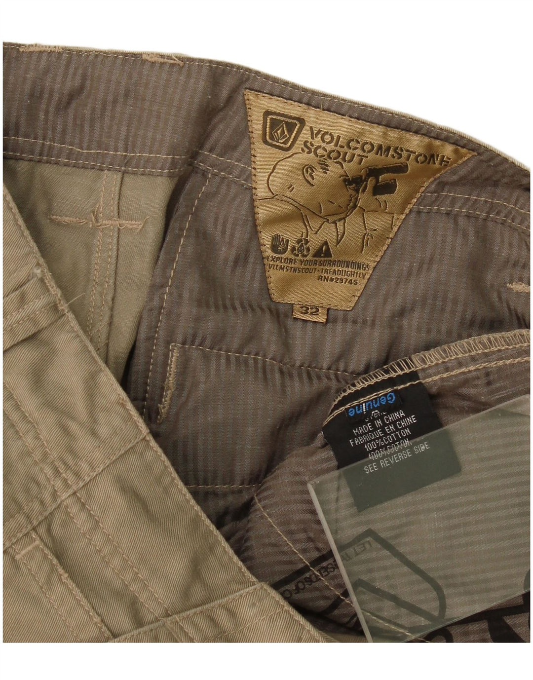 Pantalón cargo recto Volcom Hombre W32 L27 Algodón caqui