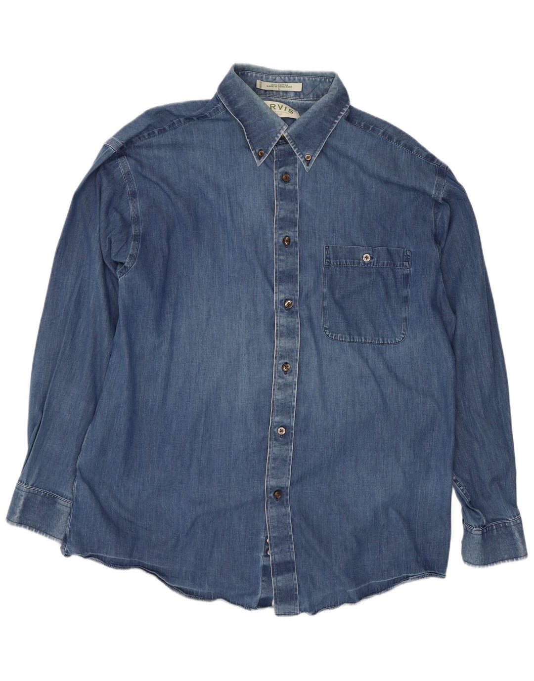 Camisa Orvis Hombre Grande Azul Algodón