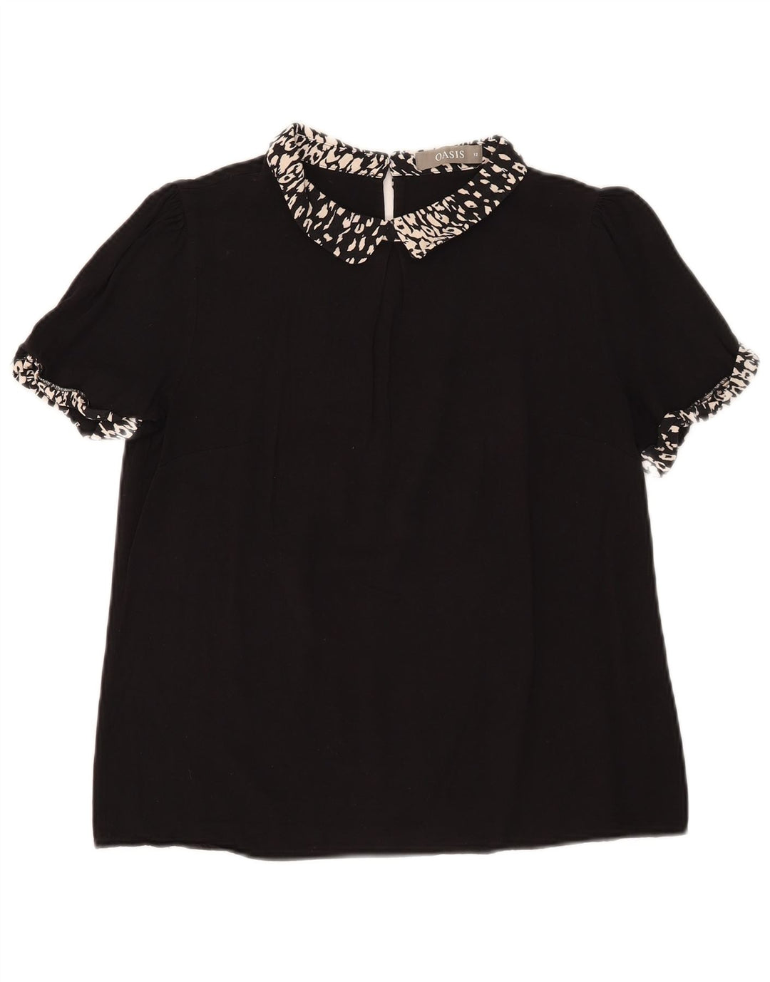 Blusa Oasis para mujer Top UK 40 Medium Black Animal Print