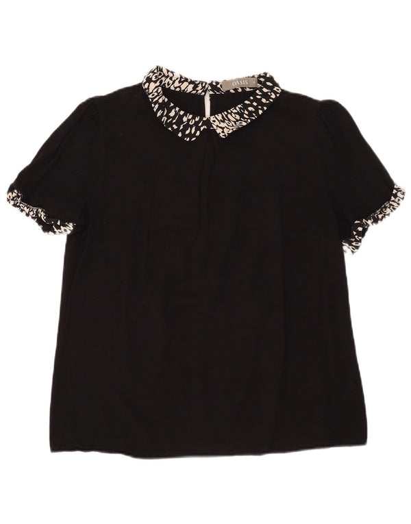 Blusa Oasis para mujer Top UK 40 Medium Black Animal Print