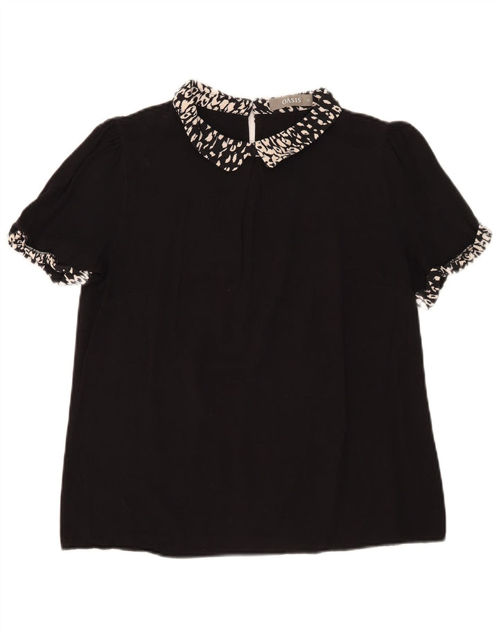 Blusa Oasis para mujer Top UK 40 Medium Black Animal Print