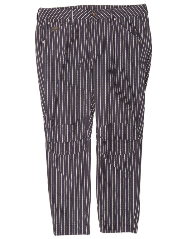 Pantalones informales ajustados para mujer G-Star W30 L28 Poliéster a rayas azul marino