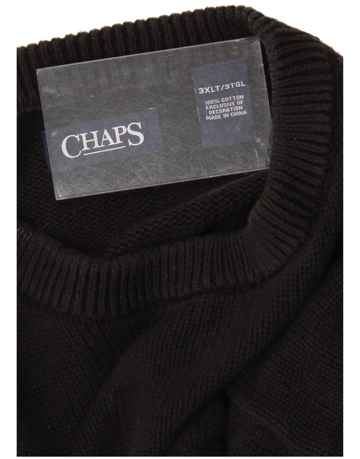 CHAPS Suéter alto con cuello redondo para hombre 3XL Algodón negro